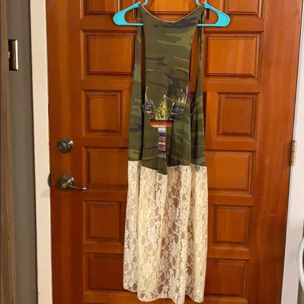 Camo and lace duster